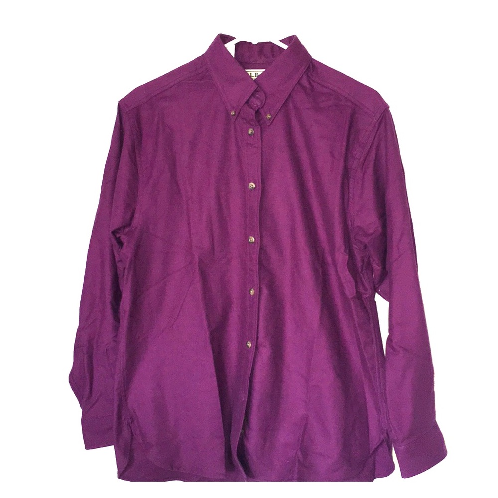Purpled long sleeved buttoned L.L. Bean flannel
